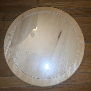 13.5 Inch Wooden Lazy Susan With  Clear Attached Top